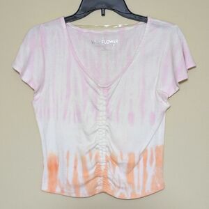 Wallflower Pink and Orange Tie-Dye Crop Top